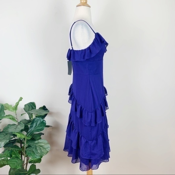 💋A.B.S. Ruffle mini blue purple dress size XS - Picture 7 of 16